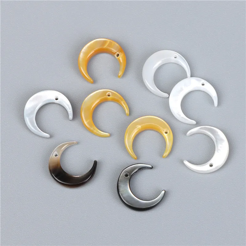 

Real Shell Charm Moon Lucky Pendant Natural Mother of Pearl DIY Making Necklace Bracelet Earring Brooch MOP Jewelry Accessory