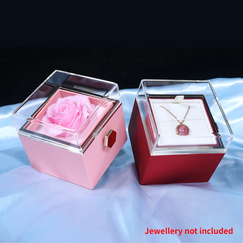 Valentine's Day Artificial Eternal Rose Ring Necklace Storage Jewelry Case Dropshipping