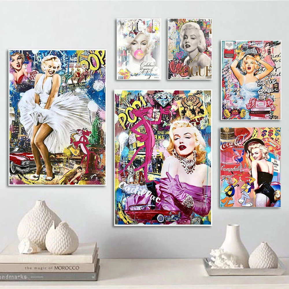 

Граффити сексуальная Мэрилин Монро улица поп плакат модные фотообои для комнаты украшение дома