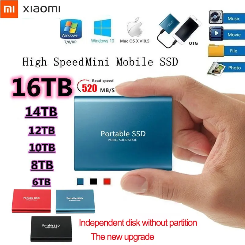 

Xiaomi For Laptop Desktop Storage ssd 1tb Device Hard Drive Computer Portable USB3.1 External SSD High Speed external hard drive