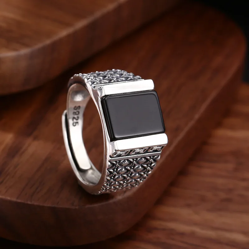 Открытое кольцо из чистого серебра S925 модное ретро-модное индивидуальное