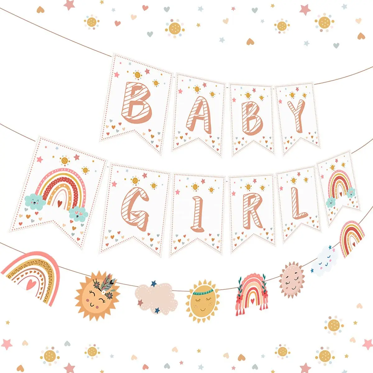

JOYMEMO Boho Rainbow Baby Shower Decorations Rainbow Baby Girl Banner for Girls Baby Shower 1st 2nd 3rd Birthday Party Supplies