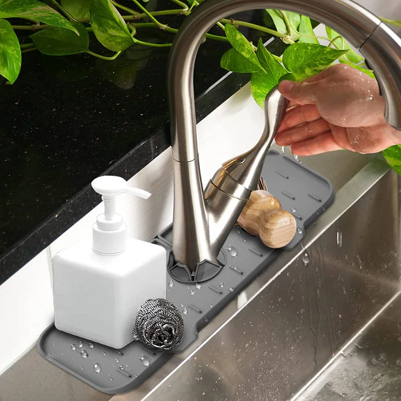 

Силиконовый абсорбирующий коврик для смесителя, защита от брызг на раковину, коврик для улавливания воды, защита для столешницы, кухонные принадлежности