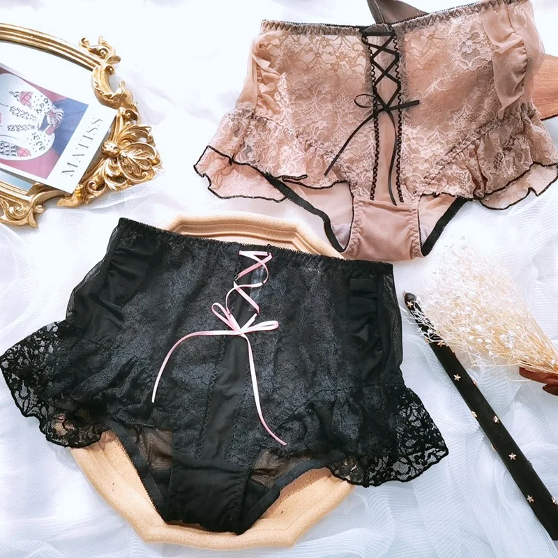 

Women's Lace Panties Large Size Sexy Bow Undies High Waist Hollow Briefs Female Underwear For Women Plus Size Underpants M-5XL