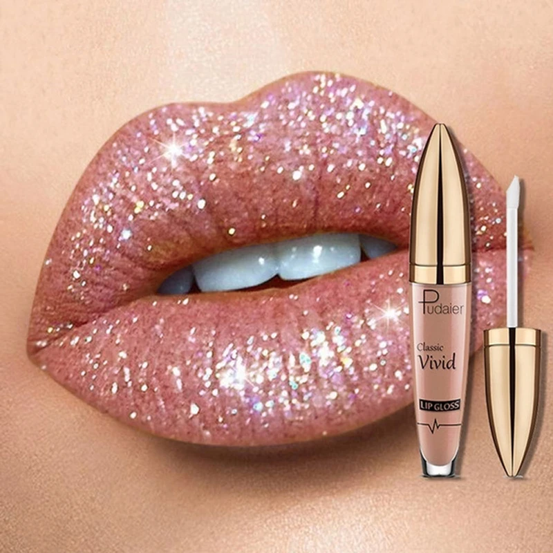 Three Scouts Waterproof Diamond Shimmer Glitter Lip Gloss 18 Colors Matte Glitter Liquid Lipstick Diamond Pearl Colour Lip Gloss