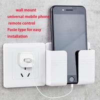 multifunctional wall mounted storage rack punch free remote control mounted mobile phone storage plug wall holder charging hook