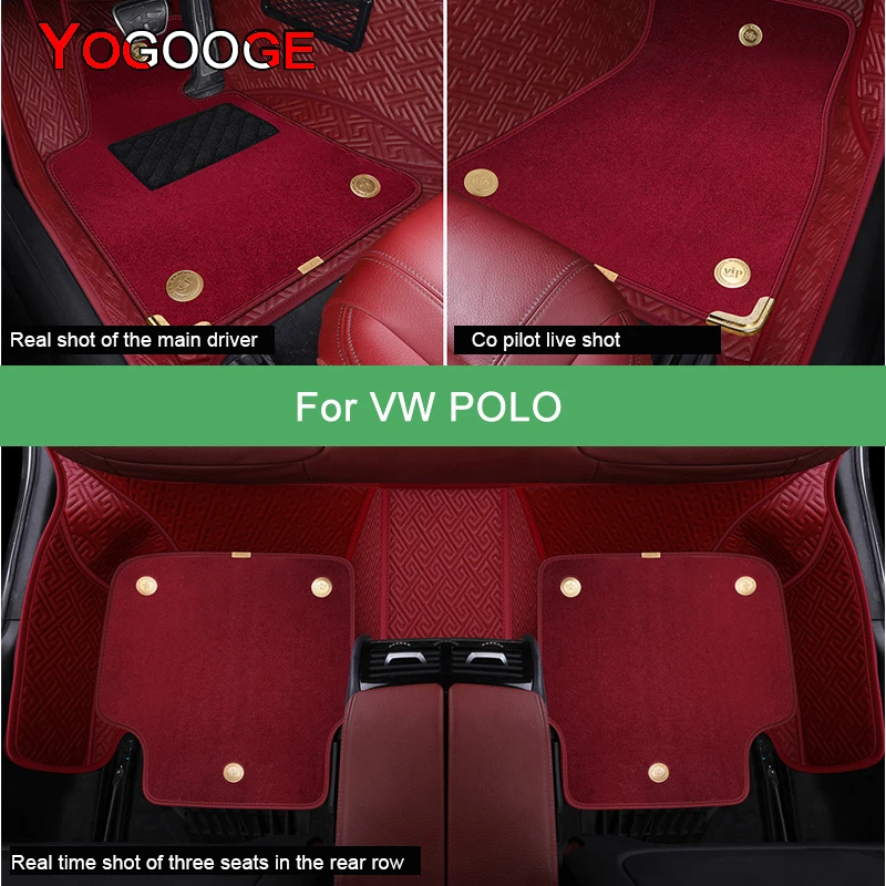 YOGOOGE Car Floor Mats For VW POLO Luxury Auto Accessories Foot Carpet