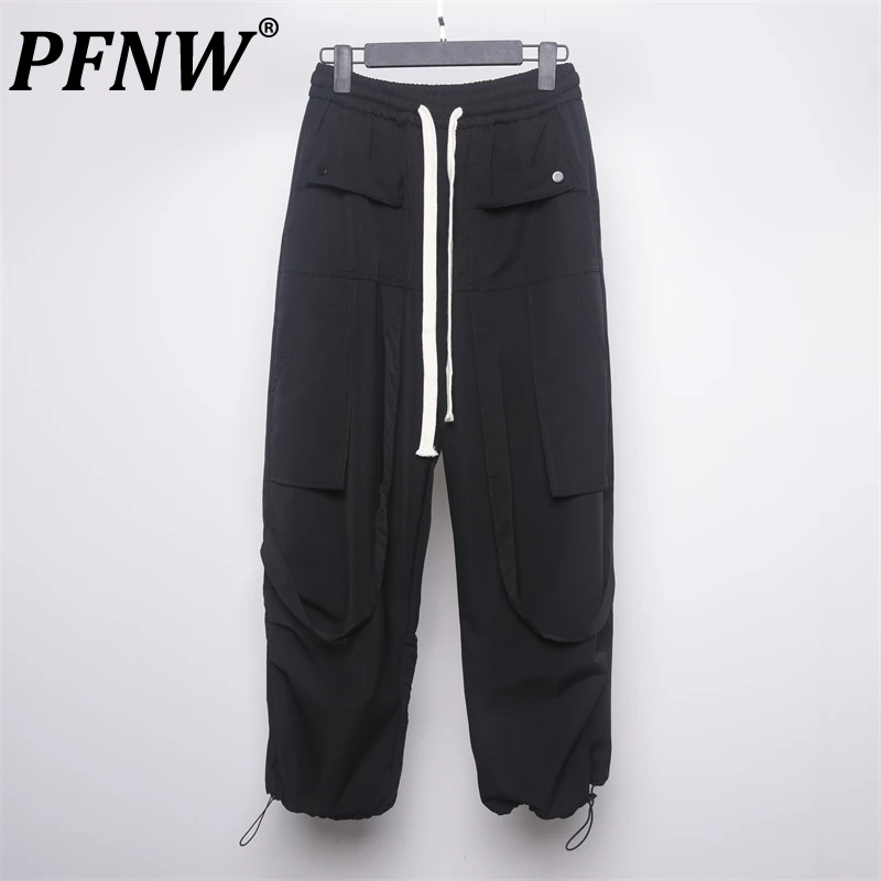 

Мужские брюки-карго с завязками PFNW, классические брюки до щиколотки, со шнуровкой, модель 28W1571 на осень, 2023