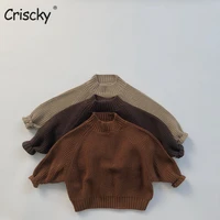 criscky 2022 kids sweaters solid girls sweaters brief style boys pullover japen style winter warm turtleneck boys knitwear