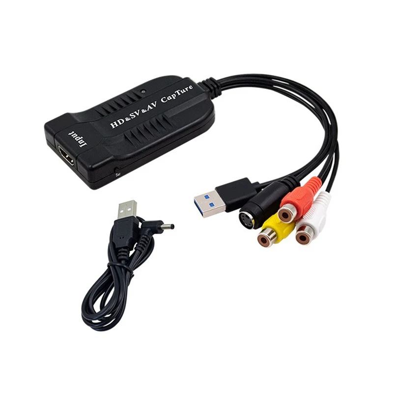 USB-карта видеозахвата VHS/HD/Hi8/DVD в цифровой преобразователь HD/RCA/S-Video USB2.0 устройство