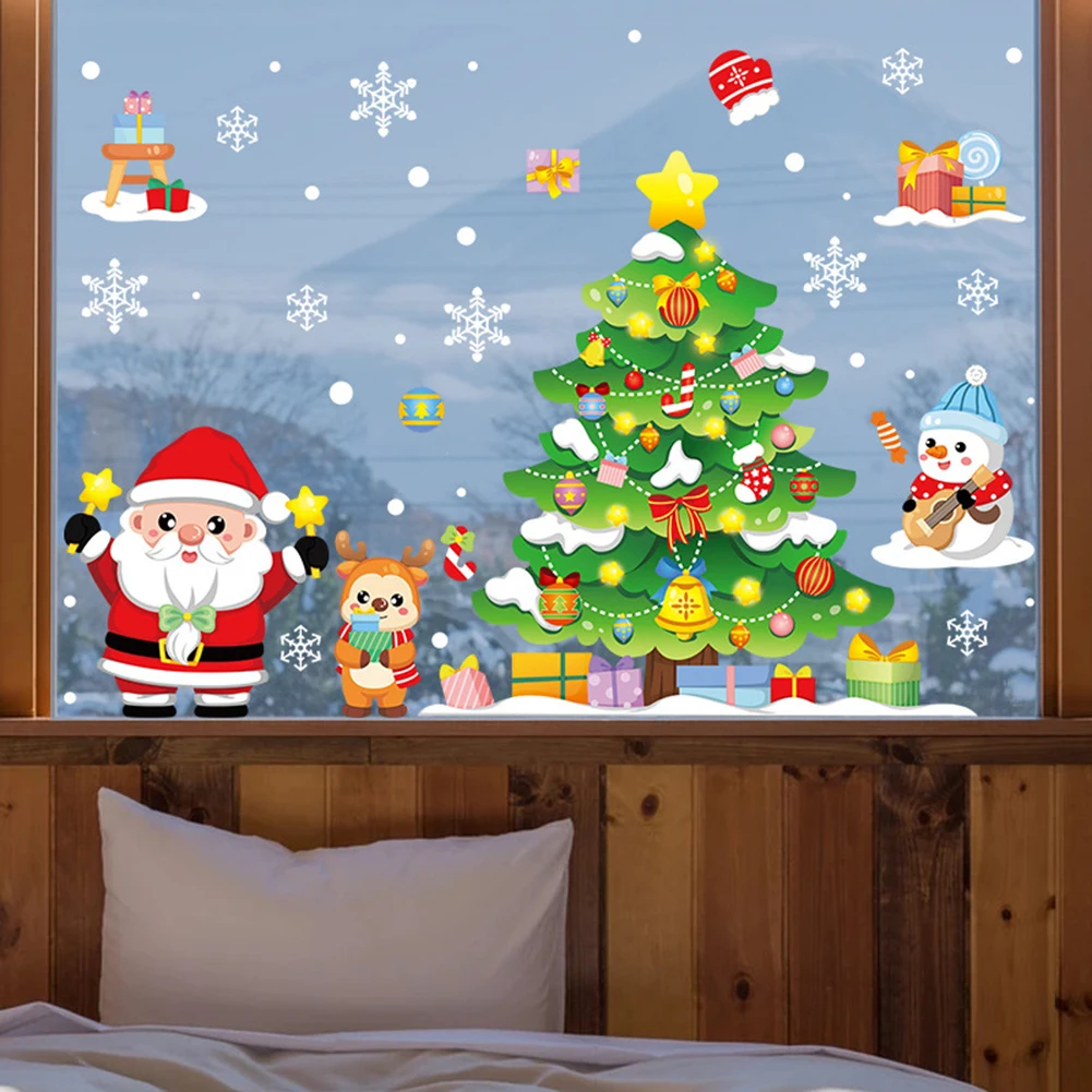 

Window Stickers Christmas Sticker Christmas Holiday Electrostatic Stickers Non-toxic PVC Translucent Material New