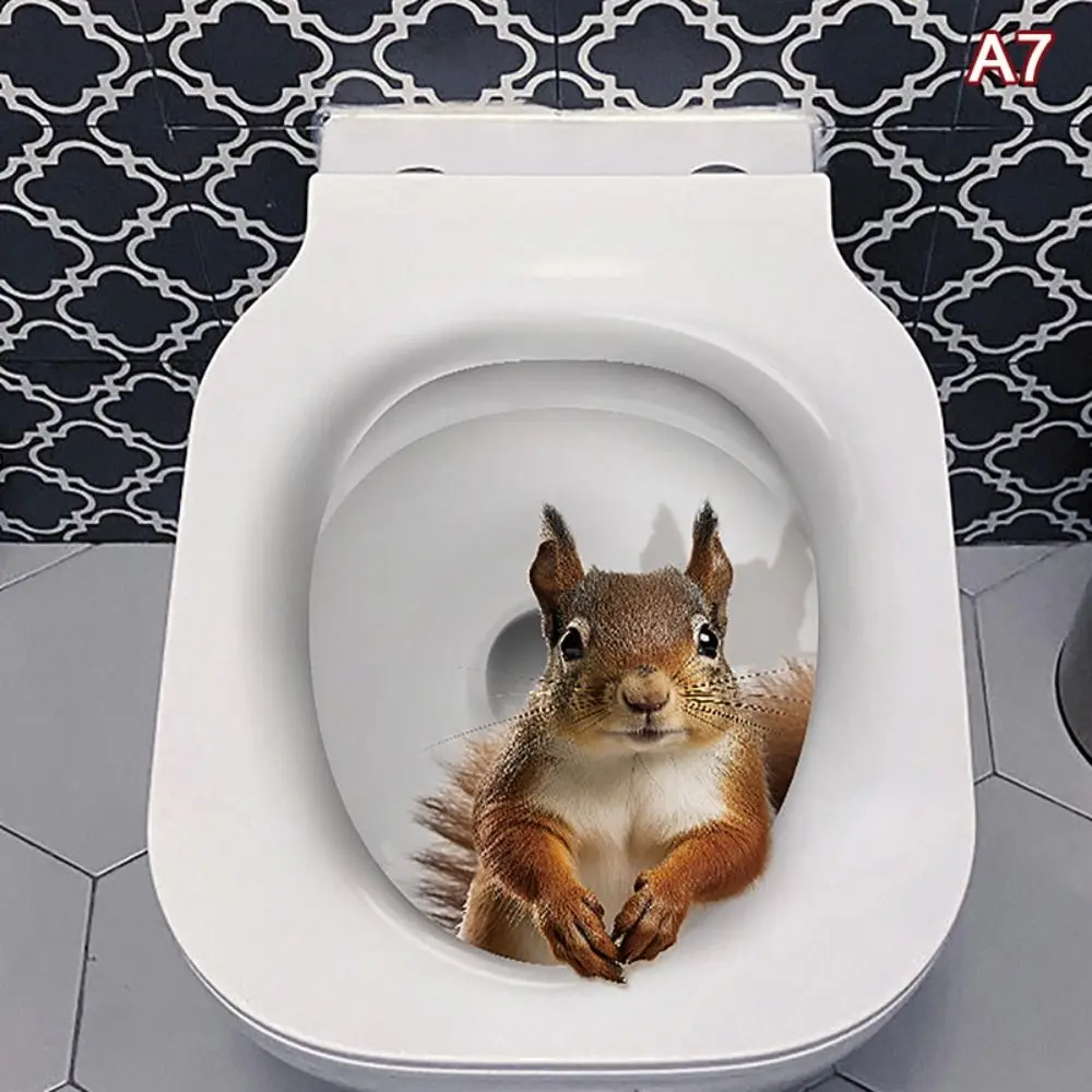 

3D наклейки для туалета с котом и белкой