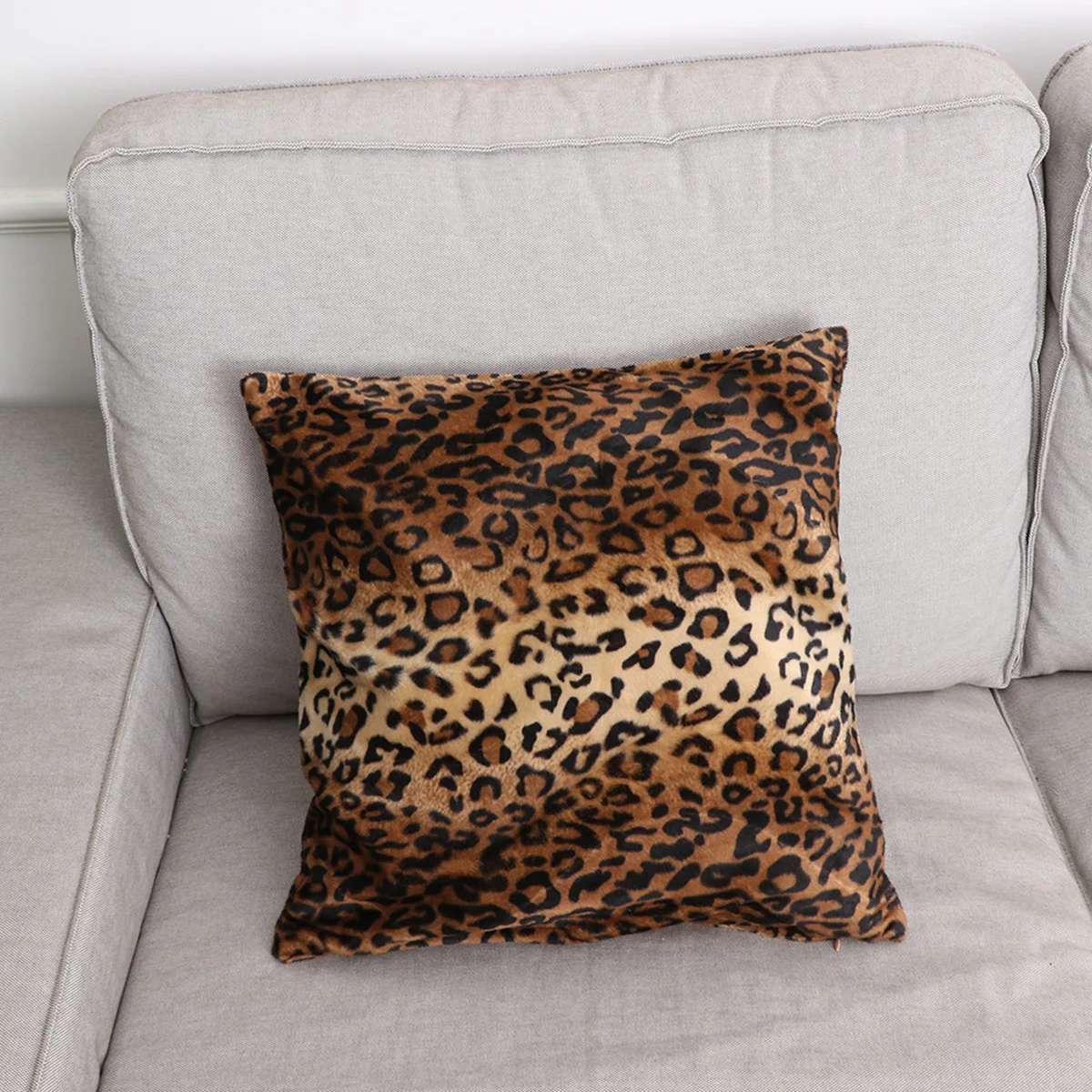 

Leopard Throw Pillow Covers 18x18 Printed Plush Cushion Cover for Living Room