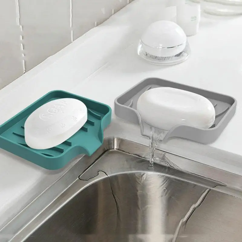 

Silicone Soap Holder For Bathroom Shower Soap Container Travel Portable Soap Box With Drain Water Kitchen Sponge Holders