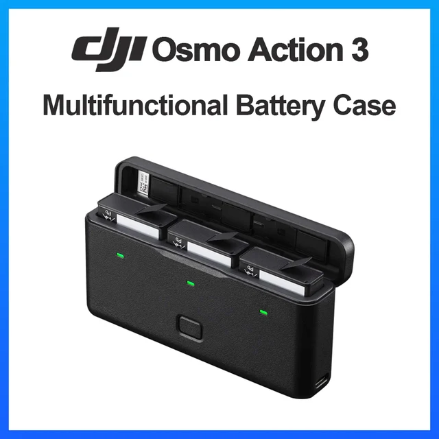 Multifunctional DJI Action 3 Case for Three Batteries & Two MicroSD Cards