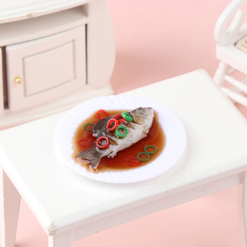 

1:12 Dollhouse Simulation Braised Fish Dollhouse Chinese Cuisine Model Dollhouse Kitchen Food Accessories Pretend Play Toys