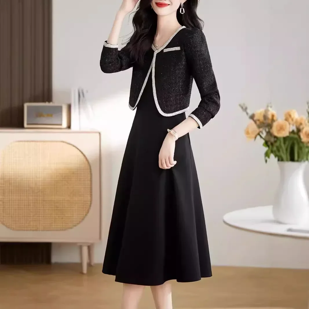 Роскошная твидовая куртка с длинными рукавами костюм-двойка женская одежда