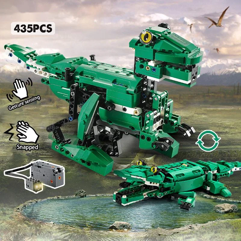 

Electric Crocodile Dinosaurs MOC Building Blocks Technical Voice/Light Control Bricks Toy Gift For Children