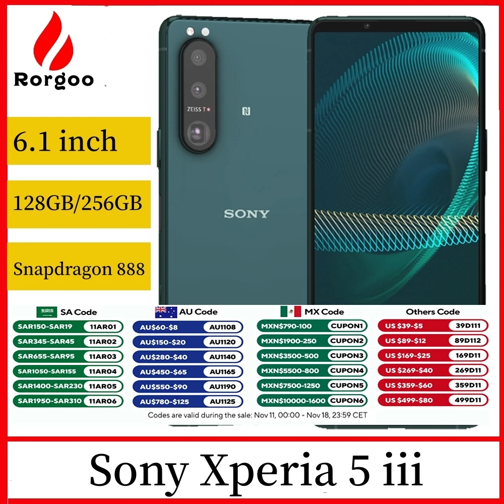Смартфон Sony Xperia 5iii 5 iii телефон с оригинальной двойной Sim-картой экраном 6 1 дюйма 8
