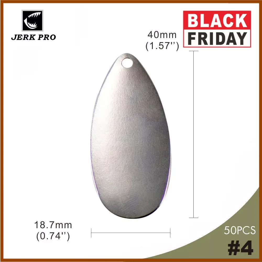 

JERK PRO 10pcs Size 4 Nickel Plated Steel Smooth Indiana Spinner Blades Fishing Lures Tackle Craft