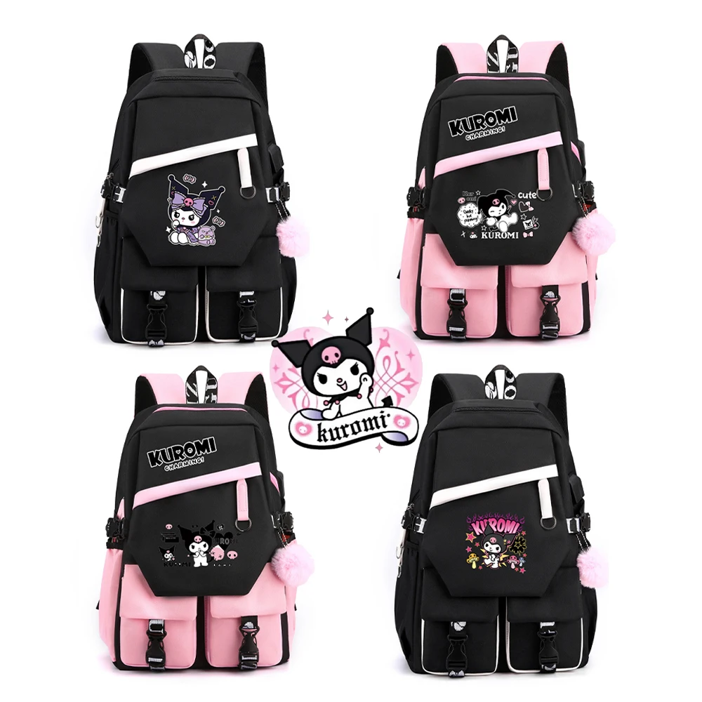 

Sanrio Kuromi School Bags Student Backpacks 3d Cartoon Toys Boy Girls Teenager Bag Oxford Waterproof Unisex Travel Outdoor Bags