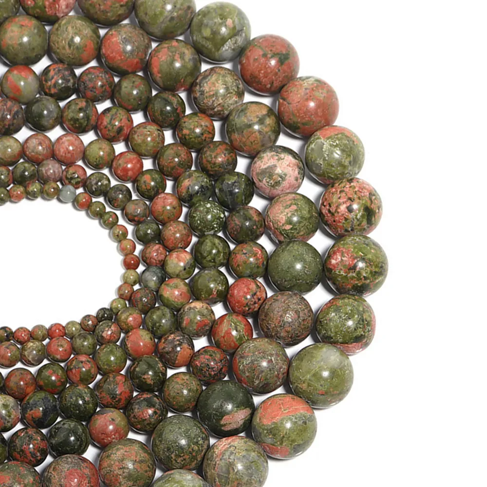 Бусины из натурального камня унакита 6/8/10/12 мм