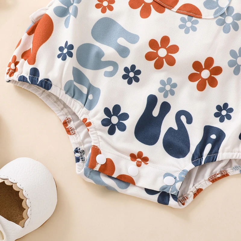 

Повседневный Комбинезон для маленьких девочек, комбинезон с цветочным принтом, летняя одежда с карманами