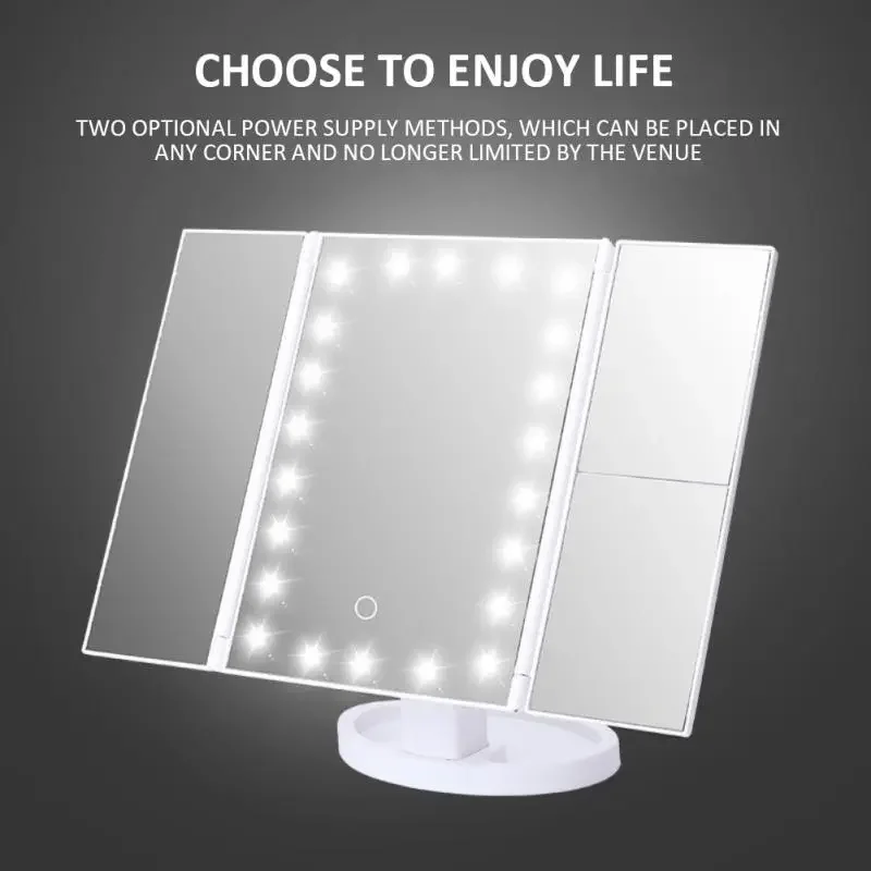 

Красивое регулируемое настольное зеркало для макияжа с сенсорным экраном с увеличением 1X/2X/3X и функцией складывания, идеально подходит для ванной