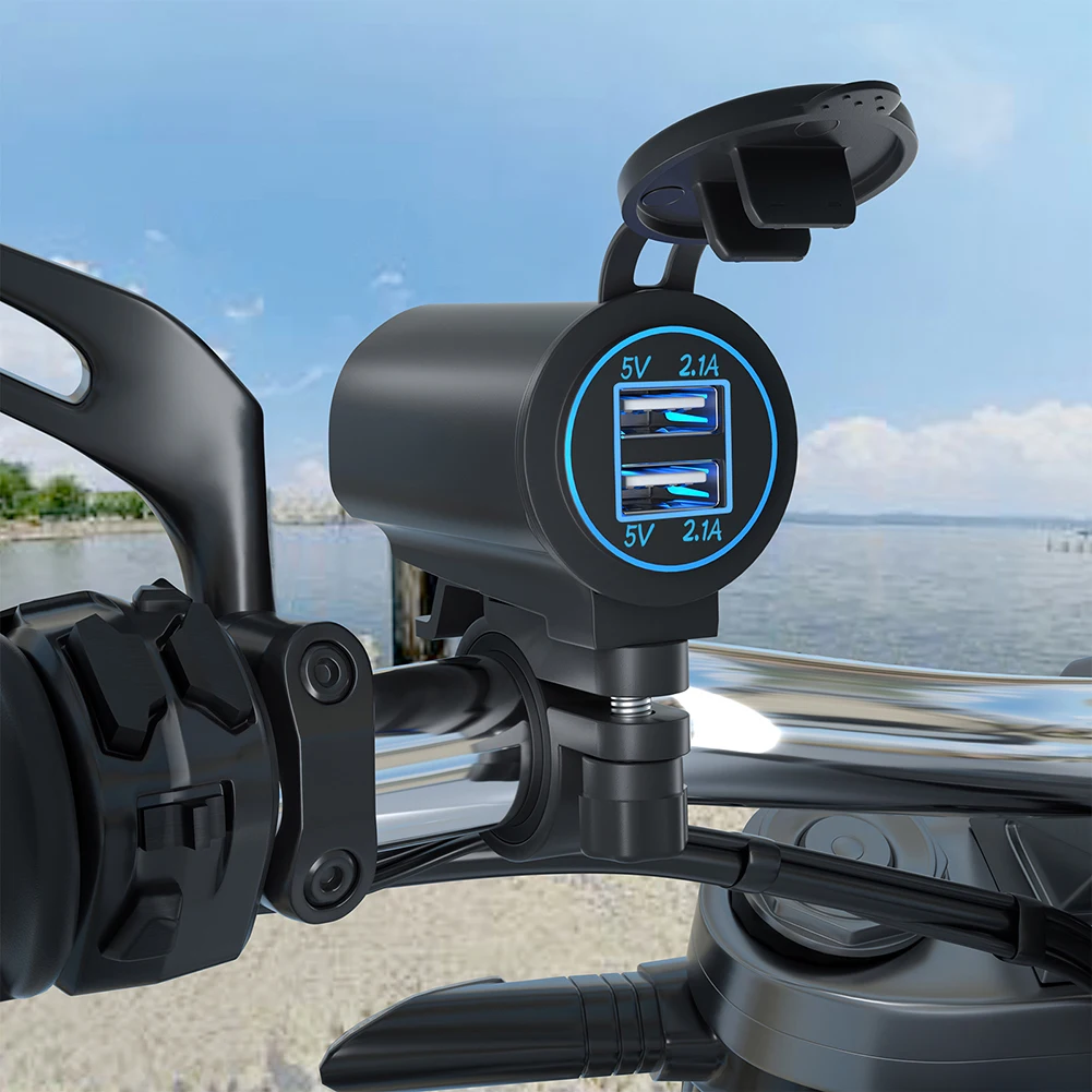 

1 Set Charger DC12-24V Dual USB IP65 Motorcycle Charger Temperature Resistant Flame 5V Motorcycle Charger Socket