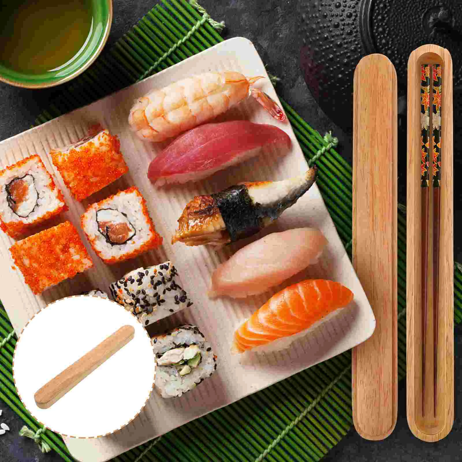 

Portable Chopsticks Box Wooden Serving Trays Outdoor Container Storage Holder Durable Rubber Travel Case