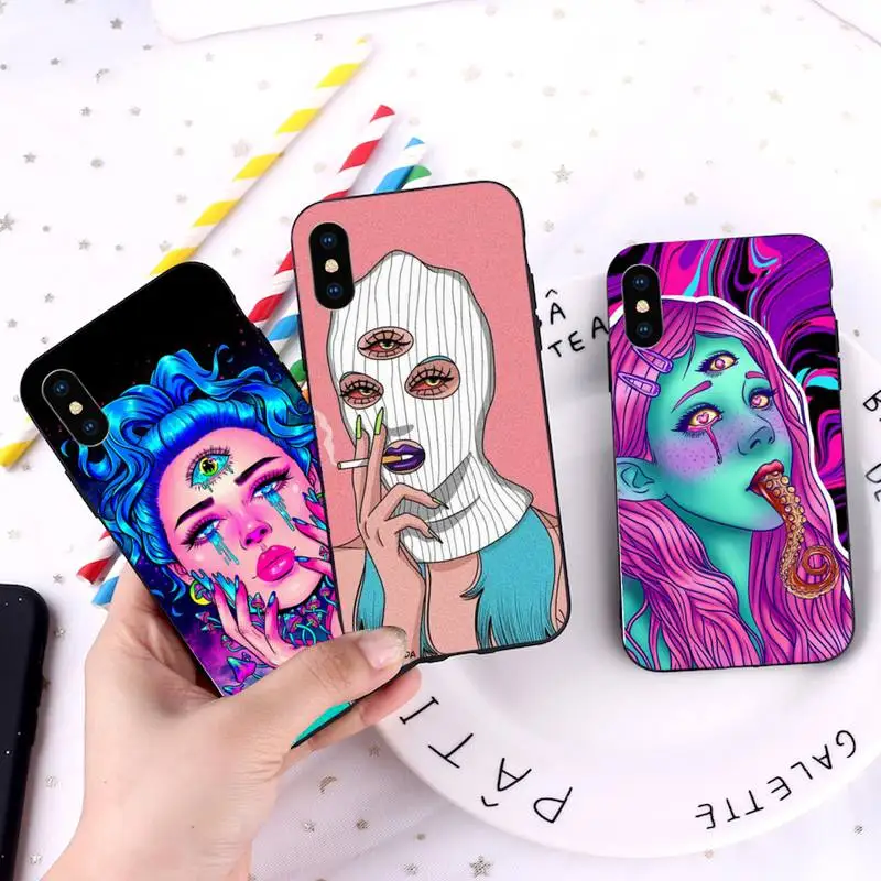 

Devil eyes Woman Bad girl Painted Phone Case For iphone 12 11 13 7 8 6 s plus x xs xr pro max mini shell