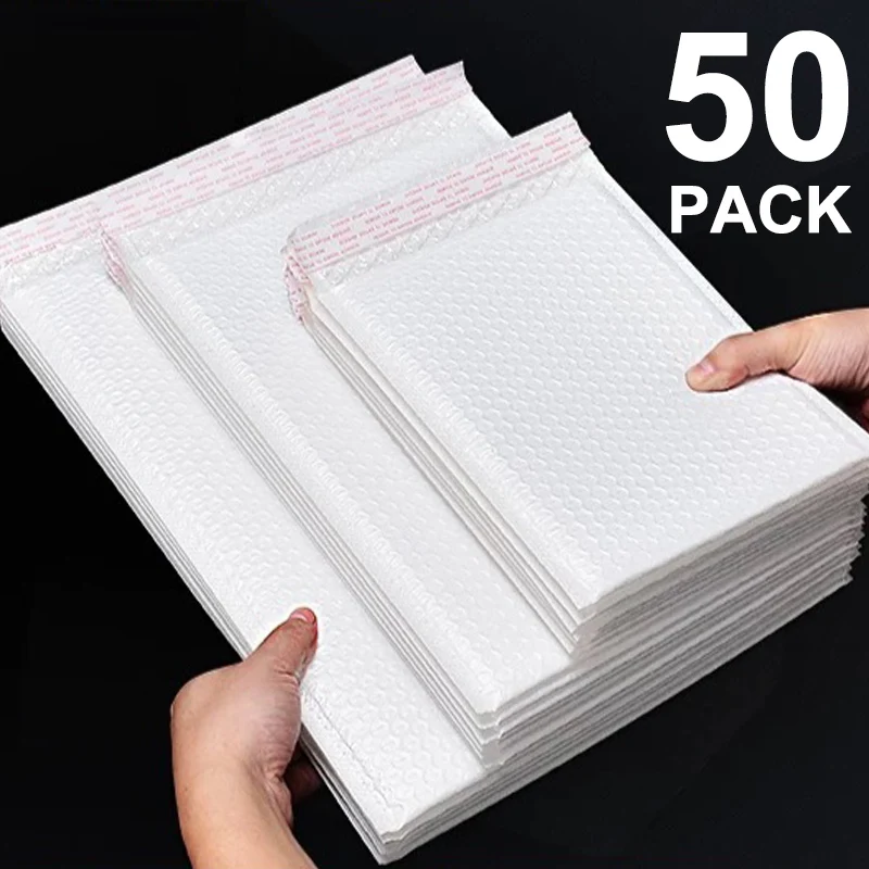 Buste A Bolle Da 50 Pezzi Buste Impermeabili Per Spedizione In Schiuma Bianca Buste A Bolle In Polietilene Buste Per Imballaggio Autosigillanti 11/15/