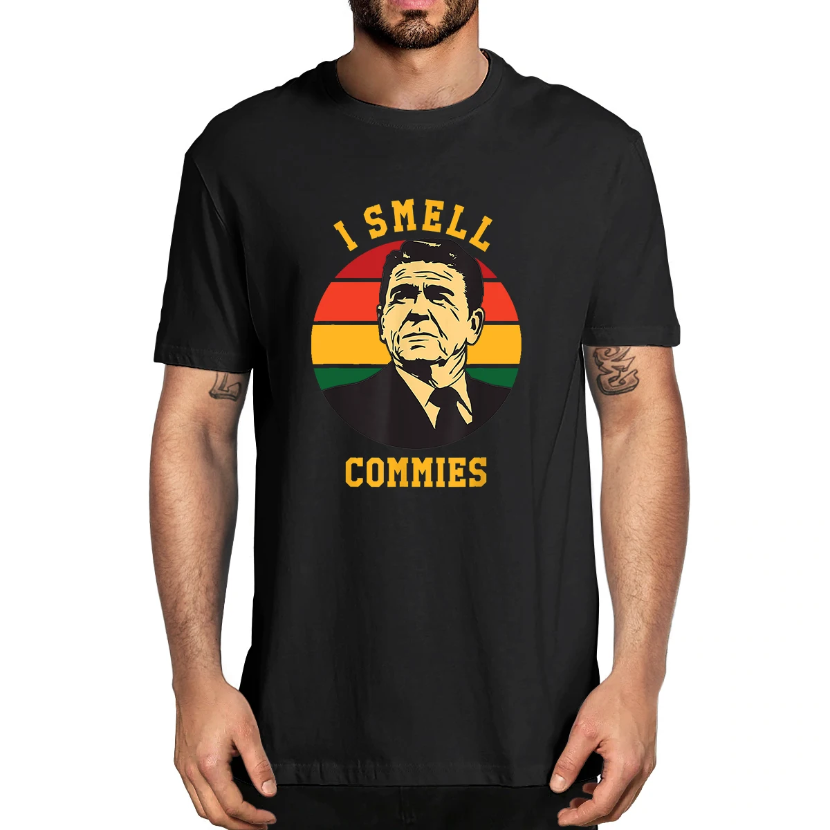 

100% Cotton Funny Ronald Reagan I Smell Commies Political Humor Men's Novelty T-Shirt Women Casual Streetwear Harajuku Tee Tops