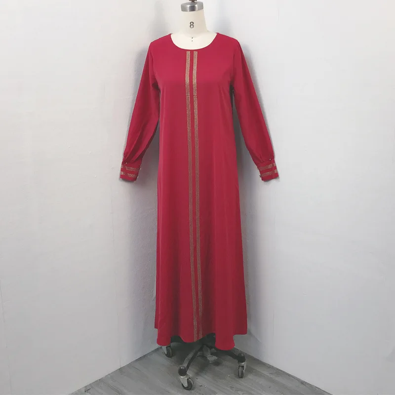 2022 Plus Size Diamond Shiny Boubou Long Sleeve Dress Black Bangladesh Women Lace Maxi Abaya Dubai Turkey Muslim Hijab Dress