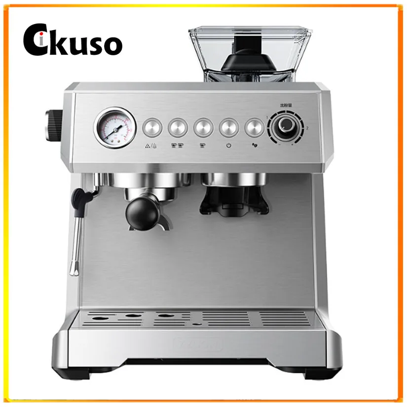 Cikuso Fully Automatic Semi-automatic Small Grinding All-in-one Machine Commercial Steam Milk Froth Visual Pump Pressure 20Bar