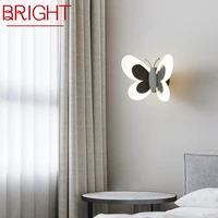 BRIGHT Indoor Black Brass Butterfly Sconce Light LED 3 Colors Lifelike Creative Wall Lamp for Bed Living Room Decor