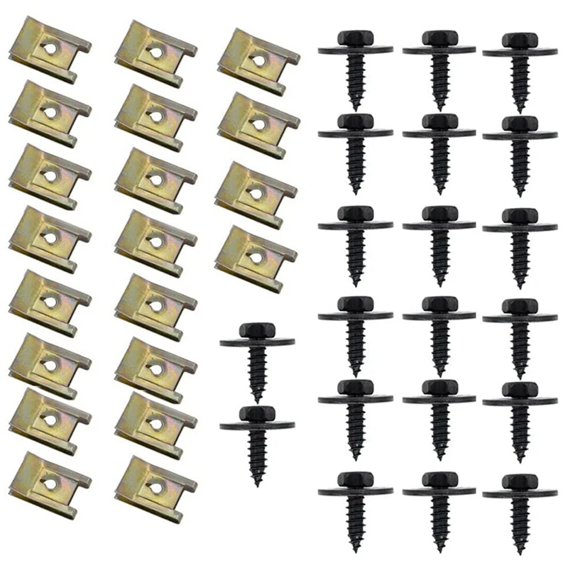 

20 Pairs Of Screws Nut Clip Kit Sheet Metal Nut Clip Clip Wheel Arch Cover Bottom Fender With Screws (J260+J98)