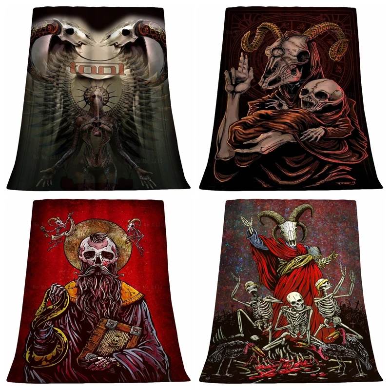 Фланелевое Одеяло с козами, сатаной, готическими крестиками, фальшивое одеяло от Ho Me Lili, подходит для всех сезонов