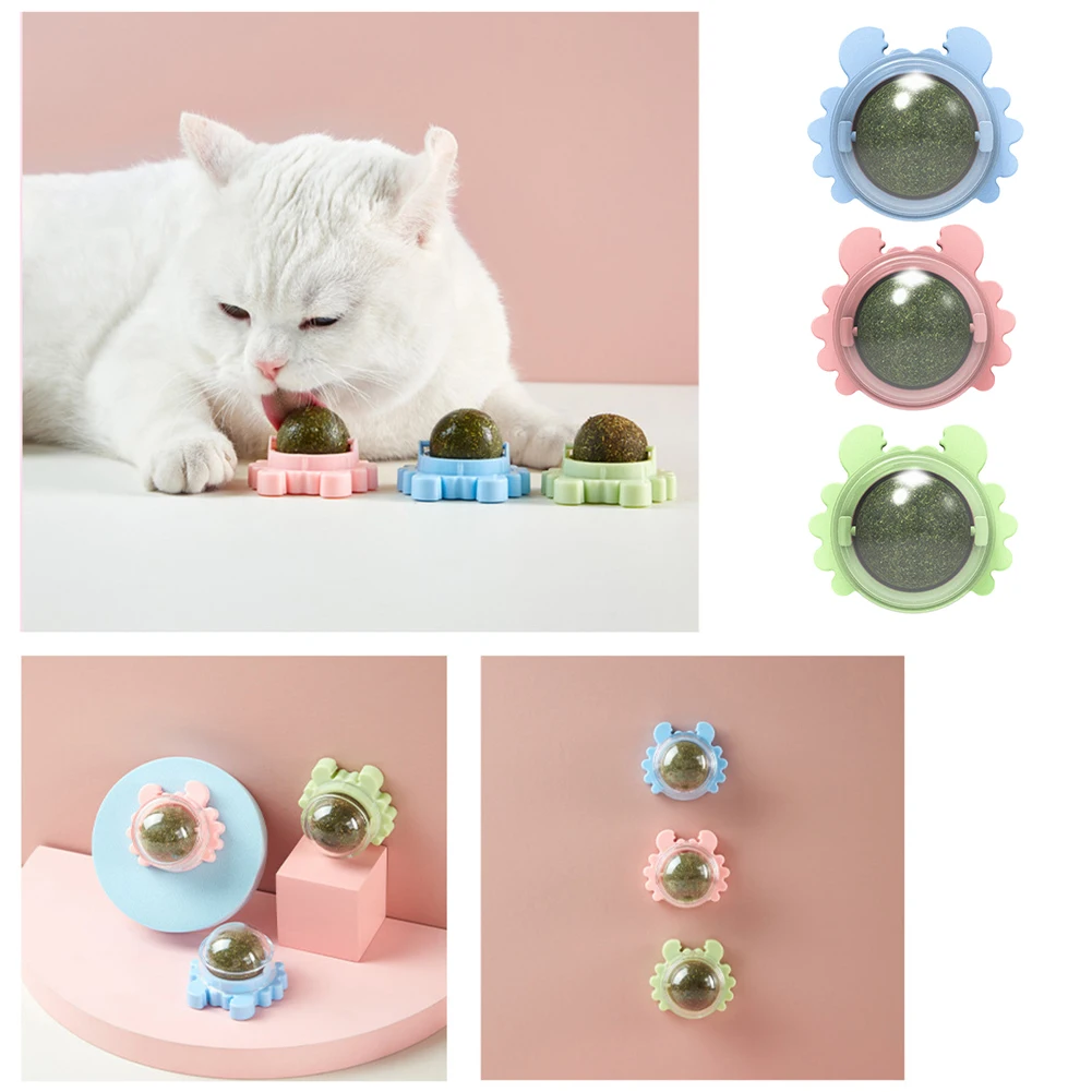 

Natural Catnip Cat Wall Stick-On Ball Toy Treats Healthy Natural Removes Hair Balls Promote Digestion Cat Grass Snack Pet