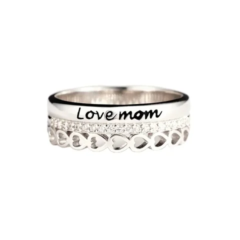 Кольцо с цирконом New Love Mom 925, элитное ретро-резьба Love Mom, подарочное кольцо, модные и элегантные женские повседневные аксессуары