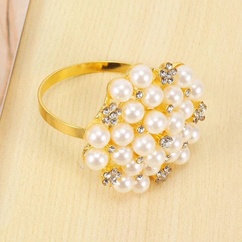 12-упак. кольца для салфеток с жемчугом кольцевые пряжки держателя из нежного