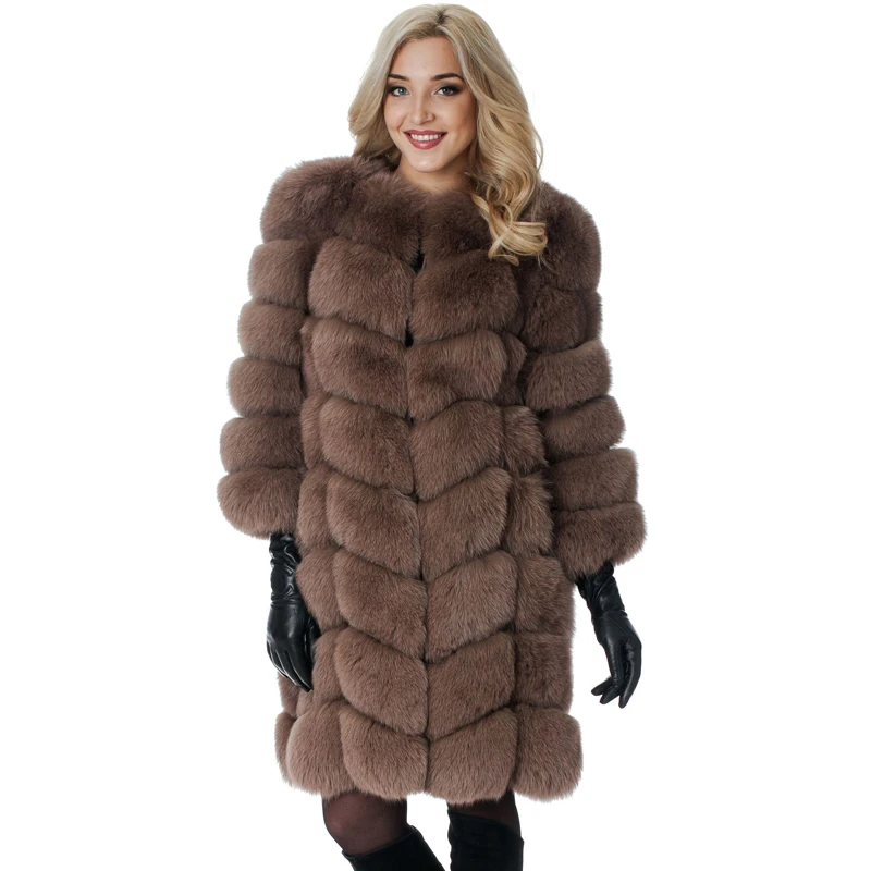 New Medium Long Fake Fox Fur Jacket Women Winter Faux Fox Fur Jackets Woman Warm Artifical Fox Fur Coats Female Ladies Fur