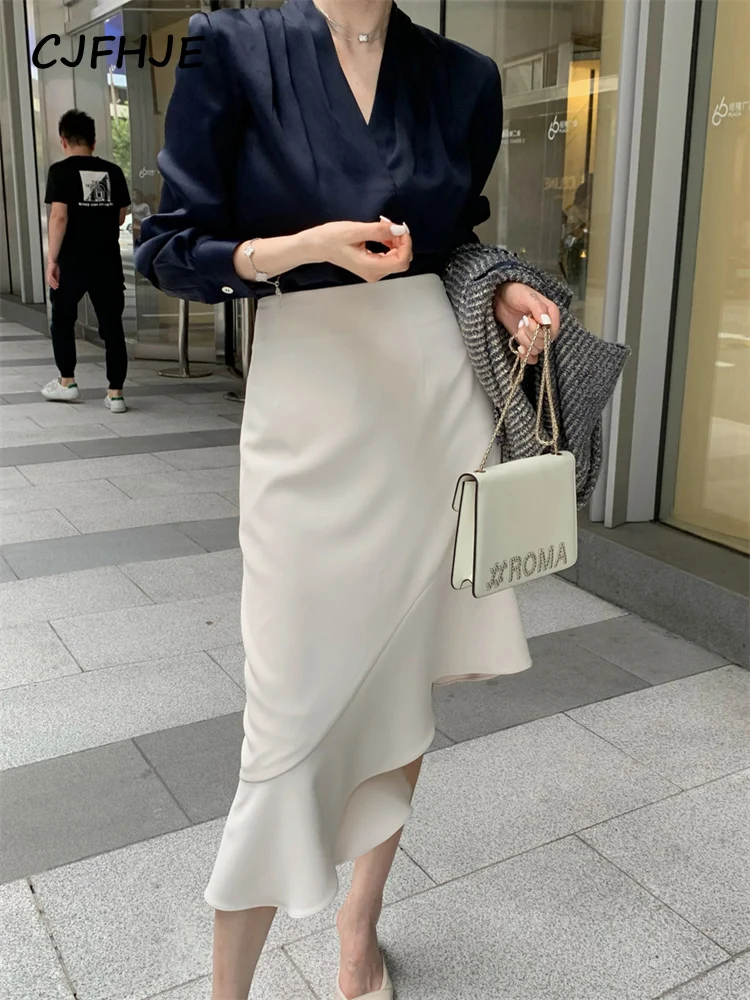 CJFHJE Шифоновая белая элегантная женская блузка Повседневная Свободная рубашка с