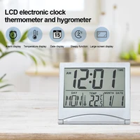 portable foldable desktop lcd electronic clock module multi function temperature and humidity meter ultra thin travel clock