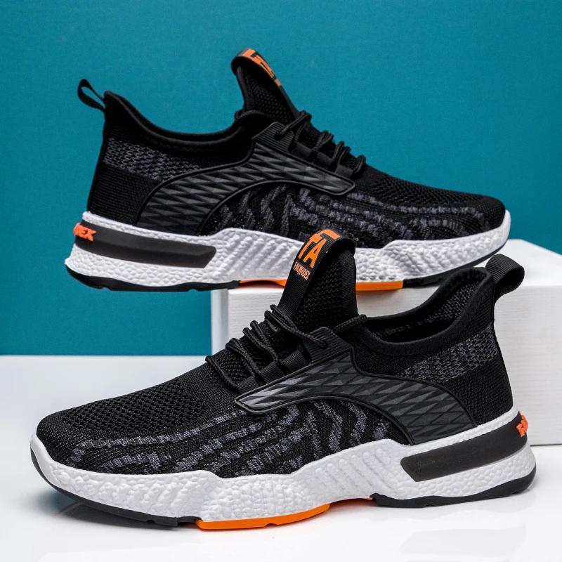 

Light Sneakers Flying Woven Breathable Man Casual Shoes Comfortable Black Fashion Lace Up Sports Male Basketball Chaussure Homme