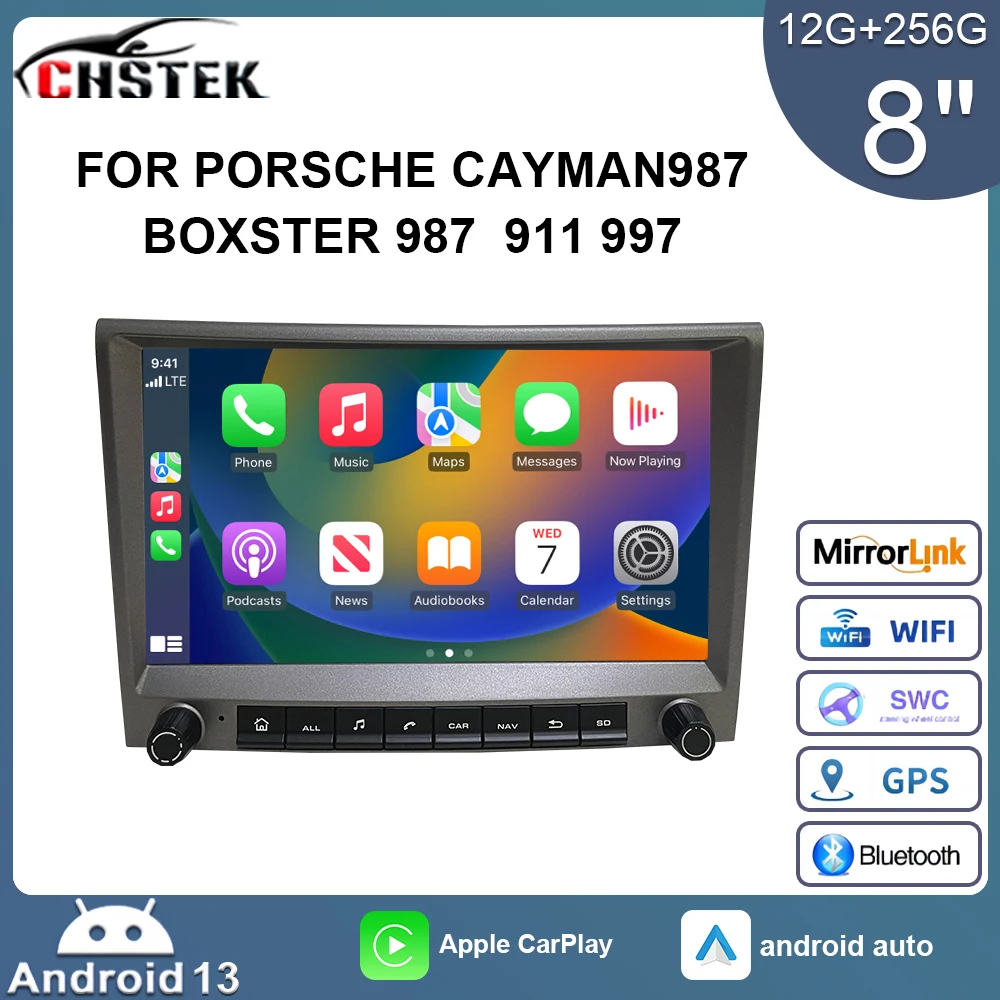 Автомобильный радиоприемник CHSTEK Carplay мультимедиа для Porsche Cayman 911 987 Boxster 997 Android 13