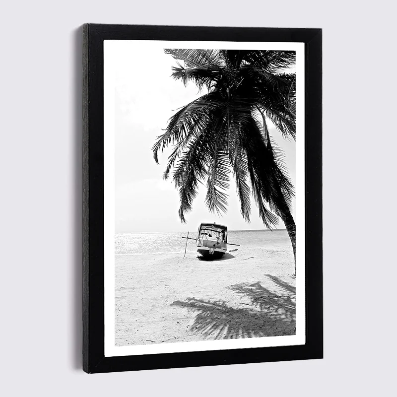 

Nordic Photo Wall Decor seaside Palm tree Wooden frame posters A3 A4 living room bedroom Home Decor picture frames canvas frame