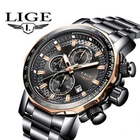 lige men watches stainless steel top brand luxury waterproof sports mens wristwatch quartz relogio masculino casual mens watch