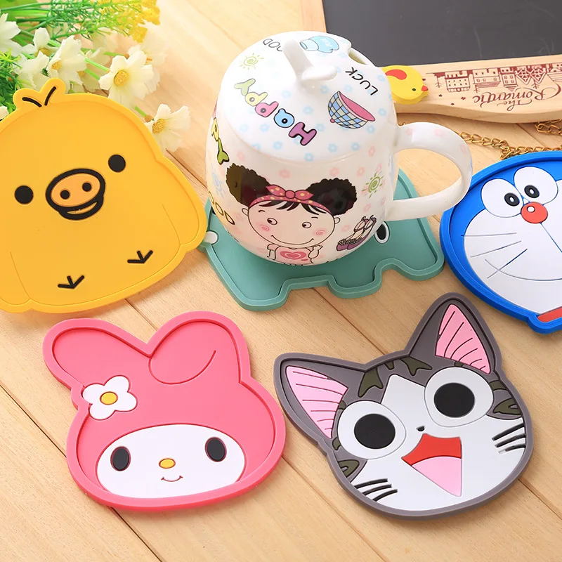 

High Quality 1pcs Cute Cartoon Anime Silicone Cup Mat Coffee Placemat Drink Coaster Cup Glass Beverage Holder Pads Mat