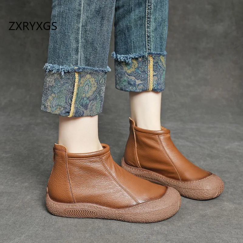 ZXRYXGS улучшенная женская вулканизированная обувь из натуральной кожи кроссовки